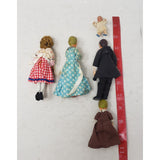 Vintage MC Shackman Colonial Dollhouse Dolls Family Miniatures Set 5 Baby Kids