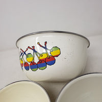 Vintage Rainbow Cherries Enamel Painted Metal Nesting Mixing Bowls Set of 3 Pride Flag Fruit