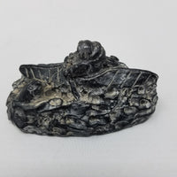 Edmond Wolf Original Inuit Carved Soapstone Sculpture Eskimo in Kayak Seal 4 in