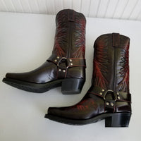 Sheplers Apple Eagle Embroidered Harness Cowboy Boots Mens 10 EE Texon Vikofome