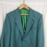 Vtg Palm Beach Turquoise Teal Woven Sport Coat Blazer Jacket Mens 44 Mid Century