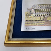 Reed & Barton Damascene Insculpture Columbia Univ Butler Library Etching Picture
