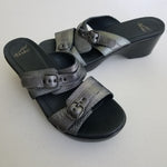 DANSKO Jessie Metallic Pewter Buckle Wedges Sandals #9700930200 Womens size 40