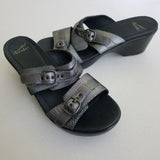 DANSKO Jessie Metallic Pewter Buckle Wedges Sandals #9700930200 Womens size 40