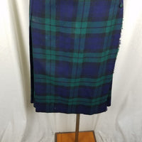 Vintage Aljean Canada Pleated 100% Wool Tartan Plaid Kilt Wrap Skirt Womens 28in
