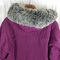 Vintage LL Bean Primaloft Hooded Faux Fur Pullover Quilted Jacket Parka Womens S