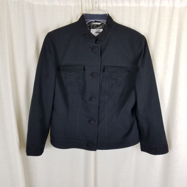 Vintage Talbots Collection Italian Fabric Cotton Tuxedo Blazer Jacket Womens 8