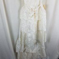 Vtg NWT 70s Tiered Ruffled Lace Short Maxi Dress Victorian Cream Diamonds Run 5