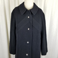 Vintage Ribbed 50s Mod MCM Wool Peacoat Coat Womens 14 Belgium Diamond Buttons