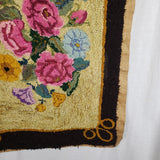 Vintage Antique Hand Hooked Floral Area Rug Mat Bathmat Door Entry 24x27 Wool