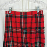 Vtg Celtic Craft Centre Red Tartan Plaid Kilt Skirt Wool Fringe Wrap Womens XS S