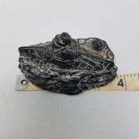 Edmond Wolf Original Inuit Carved Soapstone Sculpture Eskimo in Kayak Seal 4 in