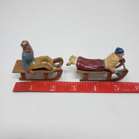 Man on Sled Lead Figures BF Blancherie Freres France Christmas Original Paint 2