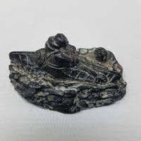 Edmond Wolf Original Inuit Carved Soapstone Sculpture Eskimo in Kayak Seal 4 in