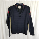 Vintage Meister 1/4 Zip Striped Ribbed Wool Knit Ski Outdoor Sweater Mens S USA