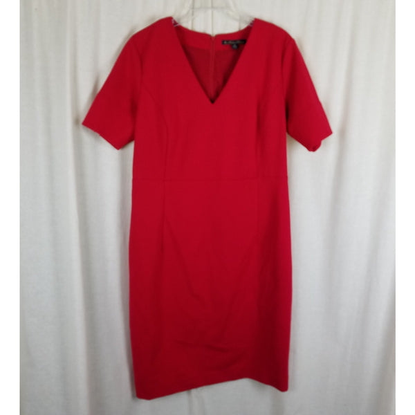Vintage Brooks Brothers Red VNeck Sheath Cocktail Dress Womens size 16