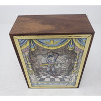 Vintage 1970s Reuge Swiss Music Box Menuet Mozart Dancing Harlequin Musical 7in