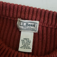 Vintage LL Bean Knit SWEATER 100% Cotton Ribbed Crewneck Pullover Mens XXLT Rust