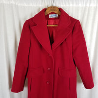 Vintage JG Hook Red Wool Half Belted Back Fit & Flare Peacoat Coat Womens S Demi