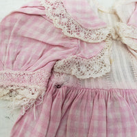 Vintage Antique Baby Doll Clothes Lot Pink Gingham Dress Skirt Pantaloons 18"