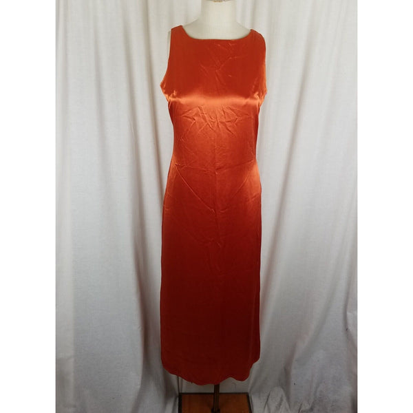 Vintage Soda Blu Maxi Sleeveless Metallic Sheen Tank Dress Womens M USA Rust