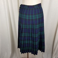 Vintage Aljean Canada Pleated 100% Wool Tartan Plaid Kilt Wrap Skirt Womens 28in