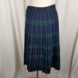 Vintage Aljean Canada Pleated 100% Wool Tartan Plaid Kilt Wrap Skirt Womens 28in