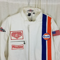 Steve McQueen Le Mans NASCAR Gulf A2Z Racer Twill Racing Jacket Mens XL Replica