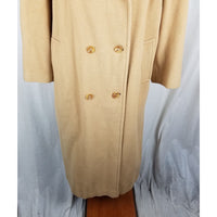 Vintage Marvin Richards Wool Camel Hair Long Maxi Peacoat Coat Womens XL Tan 80s