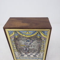 Vintage 1970s Reuge Swiss Music Box Menuet Mozart Dancing Harlequin Musical 7in