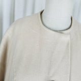 Vintage Cashmere Mink 50s 60s Jackie O Mod MCM Wool Collarless Peacoat Womens 12