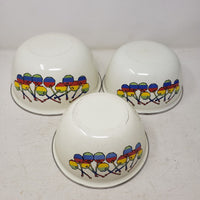 Vintage Rainbow Cherries Enamel Painted Metal Nesting Mixing Bowls Set of 3 Pride Flag Fruit