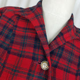 Vintage Pendleton Calgary Red Wool Plaid Blazer Jacket Skirt Suit Set Womens 8