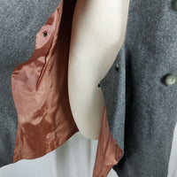 Vintage Handmade 1950s Wool Tweed Button Up Mod Dress Womens M L Charcoal Gray