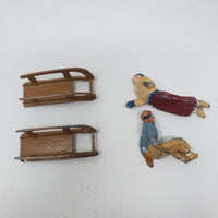 Man on Sled Lead Figures BF Blancherie Freres France Christmas Original Paint 2