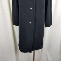 Vintage Ribbed 50s Mod MCM Wool Peacoat Coat Womens 14 Belgium Diamond Buttons