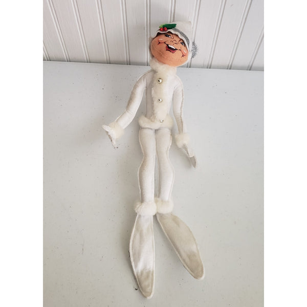 Vintage Annalee Dolls Frosty Silver White Holly Pixie Shelf Elf 14 in Christmas