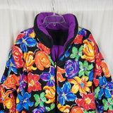 Obermeyer Orange Blossom Reversible 80s Puffer Ski Winter Parka Jacket Womens 18