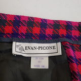 Vtg Evan Picone Houndstooth Wool Plaid Blazer Jacket Skirt Suit Set Womens sz 16
