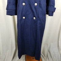 Bill Blass Navy Double Breasted Epaulets Cape Top Maxi 80s Trench Coat Womens 6