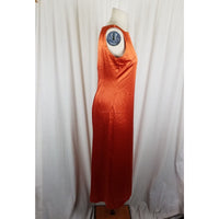 Vintage Soda Blu Maxi Sleeveless Metallic Sheen Tank Dress Womens M USA Rust