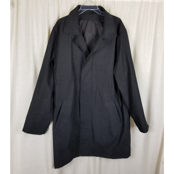 Vintage Chaps All Weather Trench Coat Placket Front Mens sz 44L Black 3/4 Length