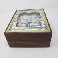 Vintage 1970s Reuge Swiss Music Box Menuet Mozart Dancing Harlequin Musical 7in