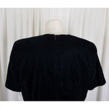 Vintage Leslie Fay Dresses Black Velvet Midi Dress Womens 16 80s Shoulder Pads