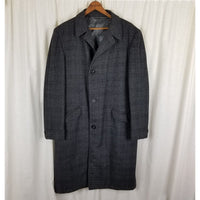 Vintage Montagna Robert Hall Plaid Peacoat Winter Wool Coat Mens 40 42 50s MCM