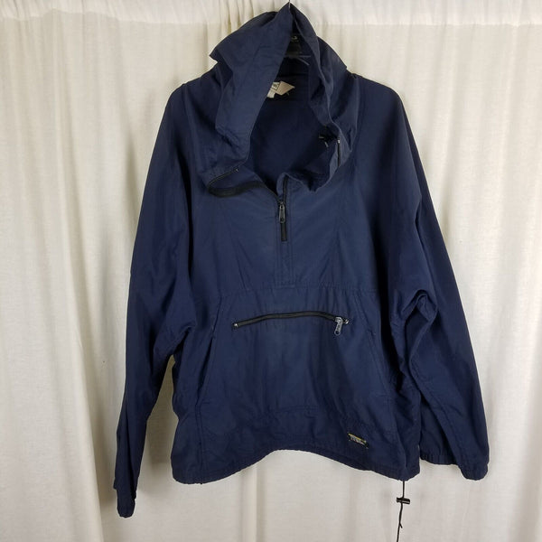 Vintage LL Bean Hooded Anorak Navy Blue Pullover Jacket Windbreaker Mens XL USA