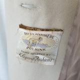 Vintage Cashmere Mink 50s 60s Jackie O Mod MCM Wool Collarless Peacoat Womens 12