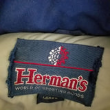 Vintage Hermans Goose Down Puffer Jacket Parka Mens L Cargo Pockets Navy Blue