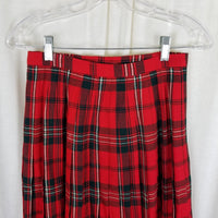 Vtg Celtic Craft Centre Red Tartan Plaid Kilt Skirt Wool Fringe Wrap Womens XS S
