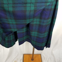 Vintage Aljean Canada Pleated 100% Wool Tartan Plaid Kilt Wrap Skirt Womens 28in